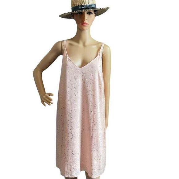 NWT Millibon Blush Pink with Gold Polkadots Slip Dress Size Large - Picture 1 of 15